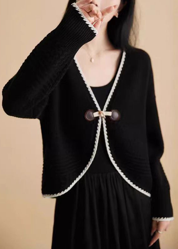 Beige V Neck Woolen Knit Cardigan Fall