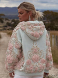 Comstylish Women's Bohemian Style Pink Floral Hoodie