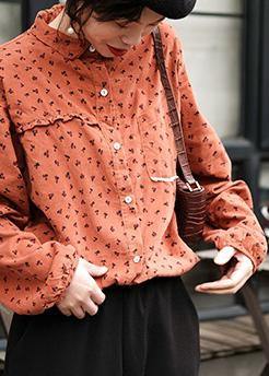 Diy Yellow Print Top Lapel Patchwork Baggy Spring Blouses