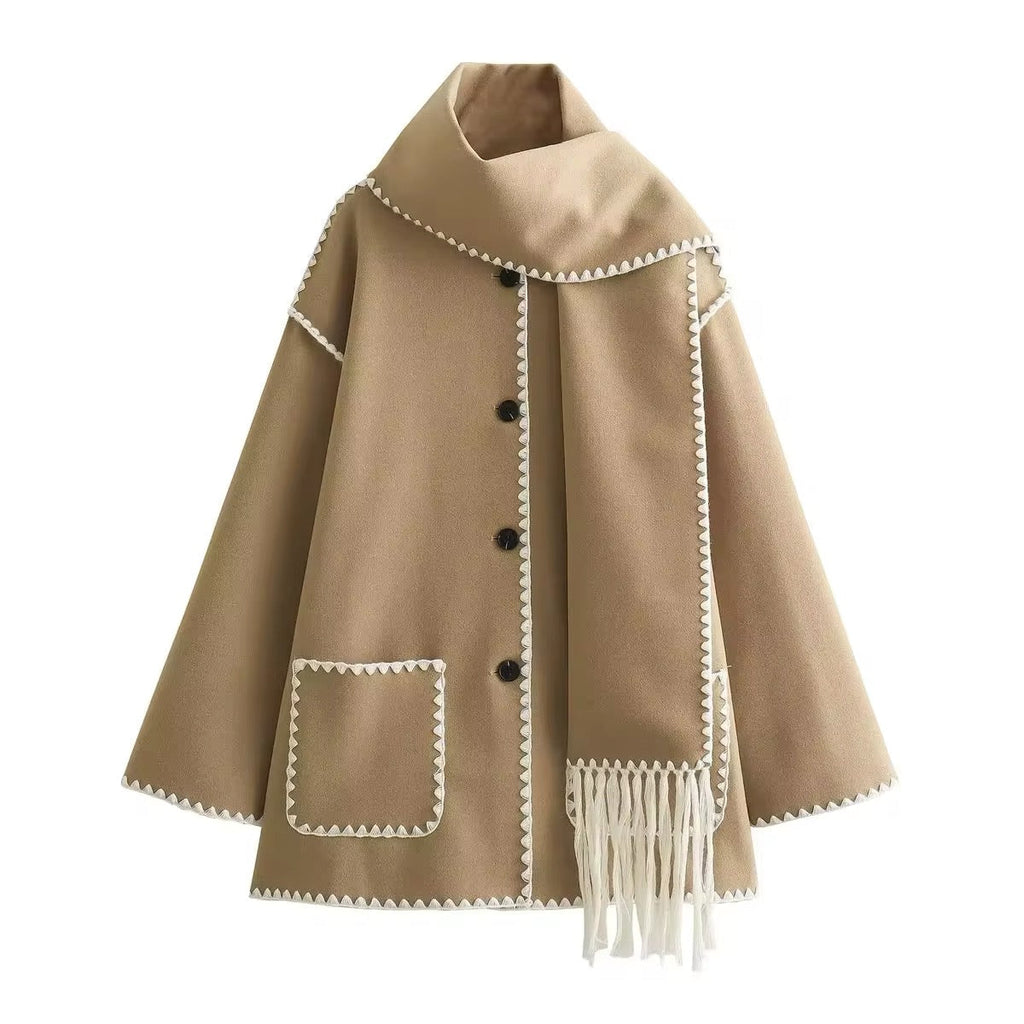 JO | loose jacket with scarf tassels