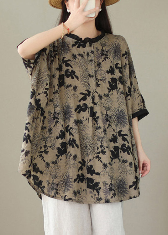 Black O-neck Print Top Half Sleeve