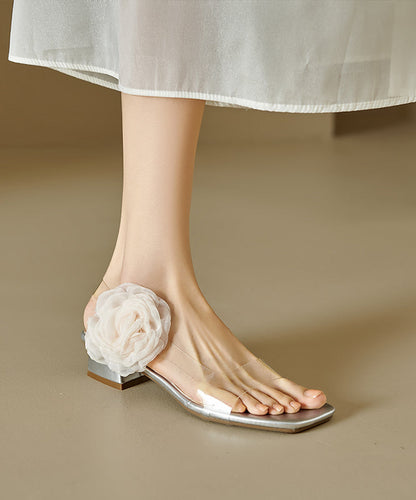 Silver Splicing Stylish Chunky Sandals Peep Toe