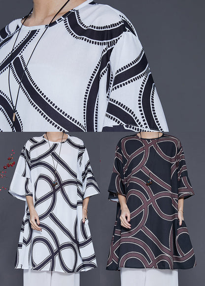 White Oversized Print Cotton Dresses Summer