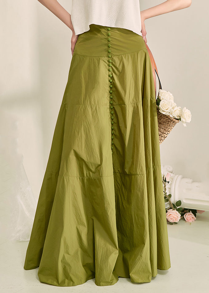 Green Patchwork High Waist a Line Skirt Fall