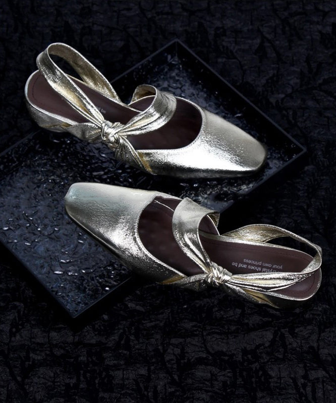 Bow Splicing Chunky Sandals Silver Sheepskin