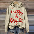 Comstylish Christmas Sparkly Glitter Merry And Bright Print Hoodie