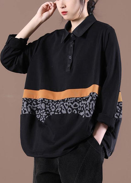 Black Patchwork Sweatshirts Tracksuits