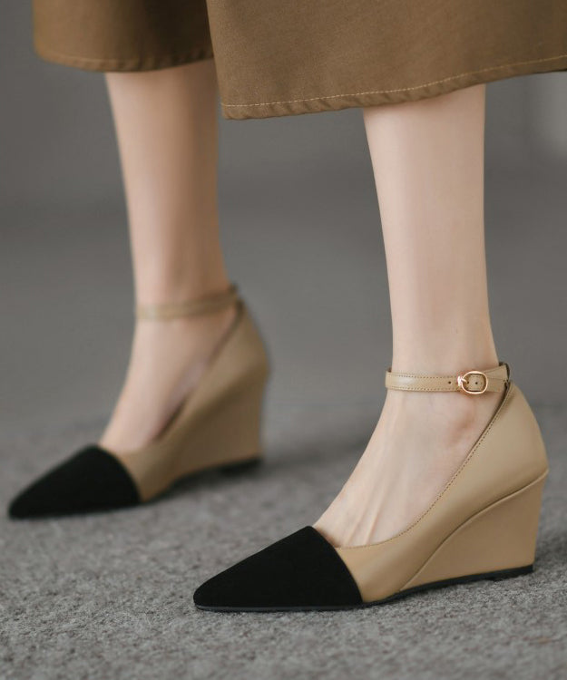 New Wedge Pointed Toe High Heels Buckle Strap