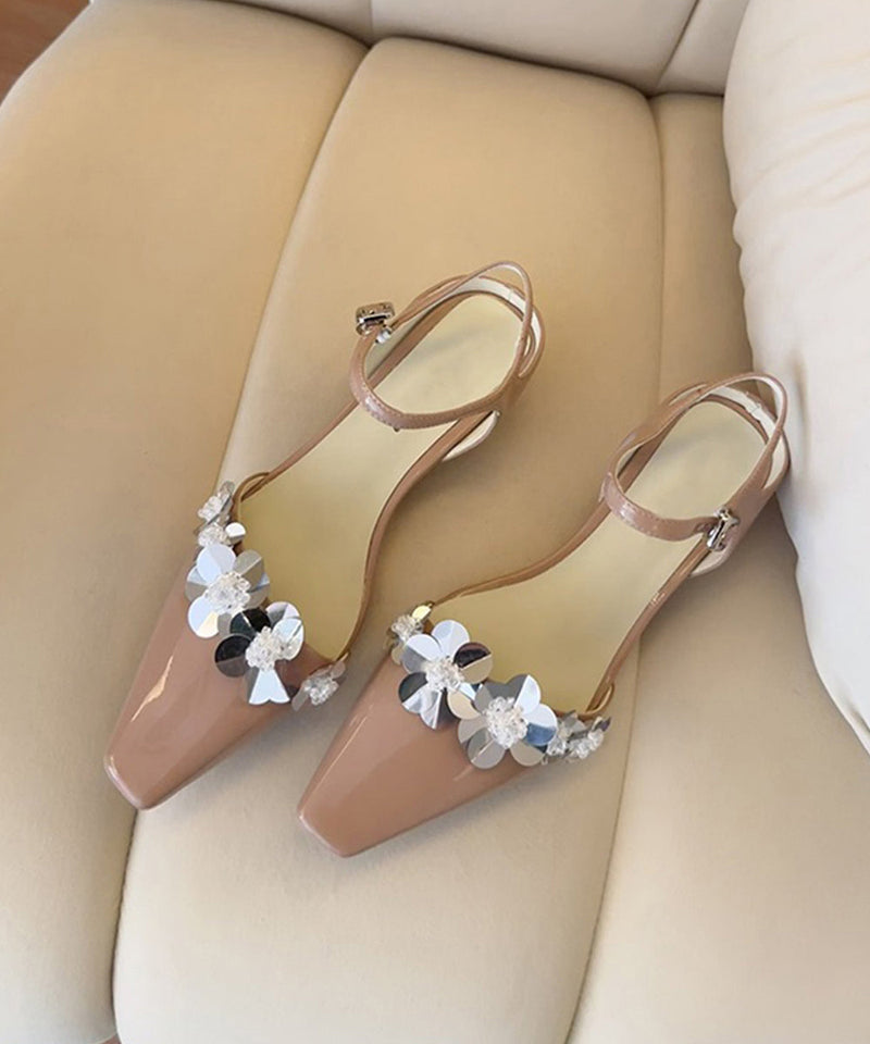 Black Faux Leather Splicing Chunky Sandals
