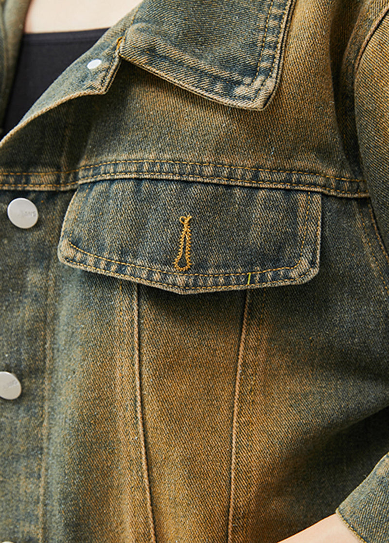 Blue Oversized Denim Short Coats Fall