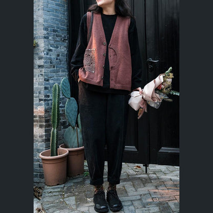 Aesthetic Green V Neck Button Down Sweaters