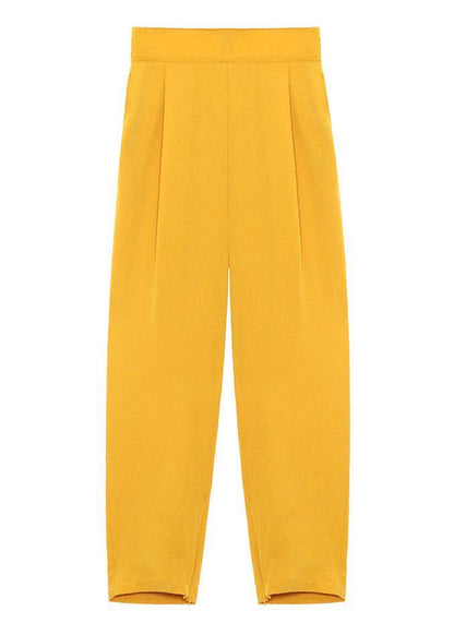 Unique Yellow High Waist Pockets Harem Pants