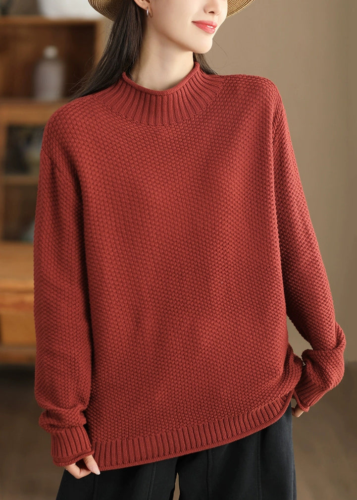 Red Oversized Thick Knit Sweaters Winter