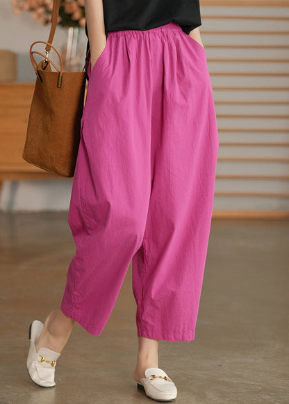 Rose Pockets Loose Harem Pants Elastic Waist Spring