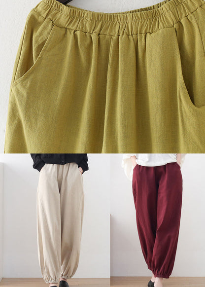 Mulberry High Waist Pockets Linen Harem Pants Summer