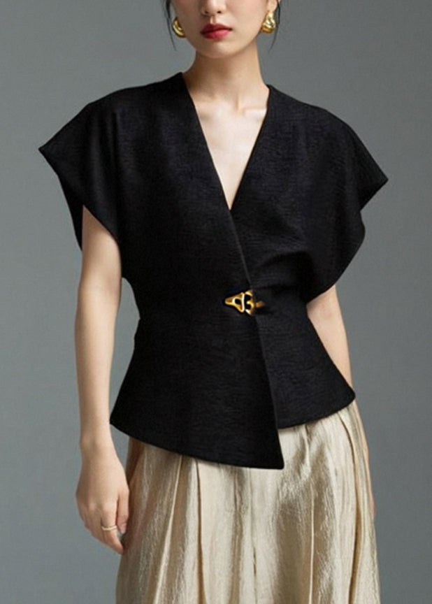 Black Shirt Asymmetrical Sleeveless