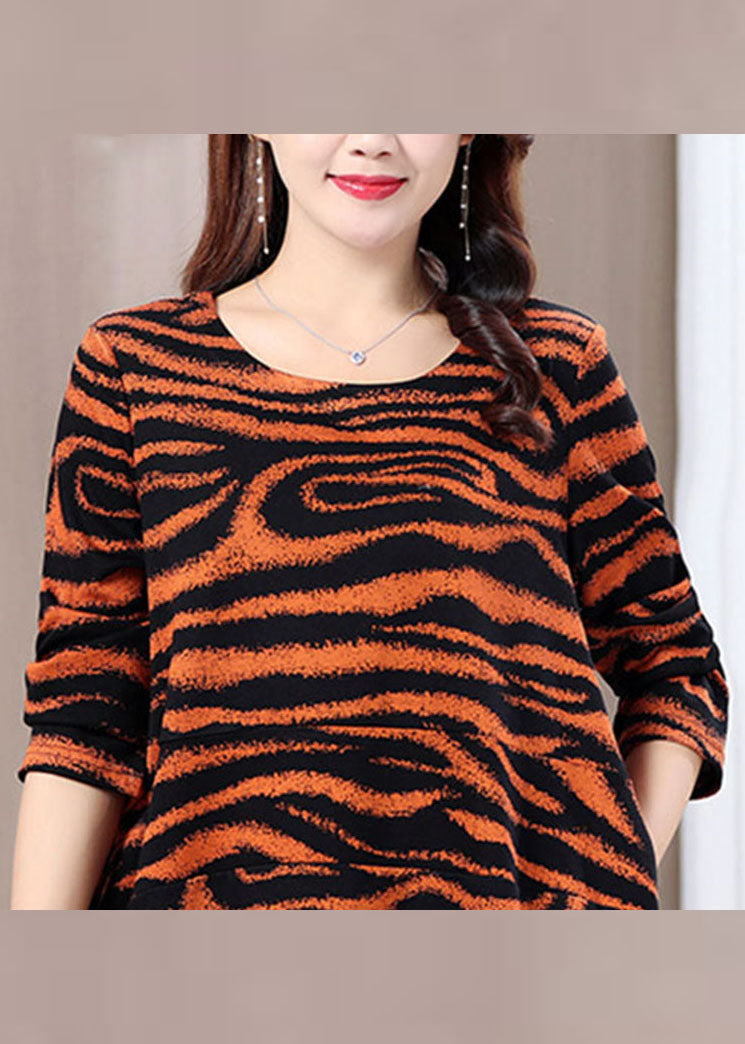 Black O-neck Striped Top Half Sleeve