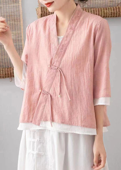 Green V Neck Embroideried Tasseled Linen Cardigans Spring