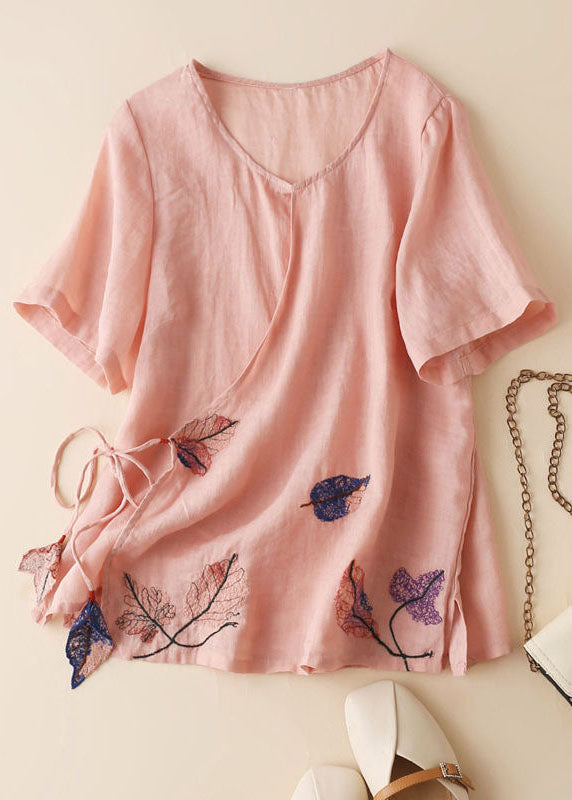 White Embroideried Tie Waist Linen Tank Summer