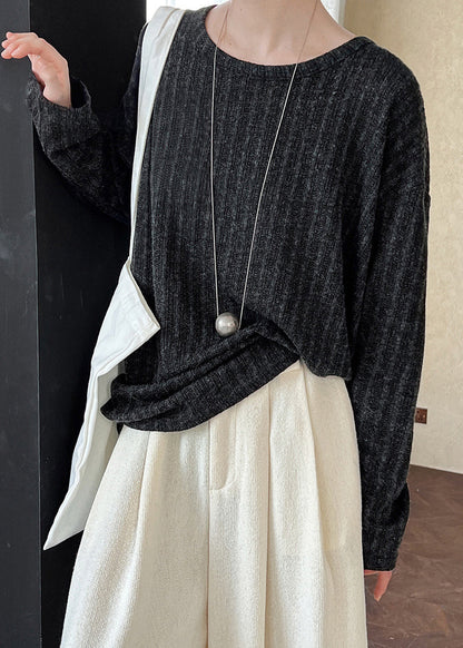 Navy O-neck Top Long Sleeve