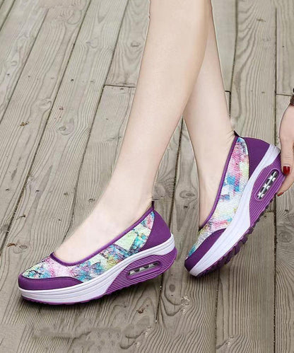 Splicing Platform Purple Breathable Mesh Soofairy Shoes-20251