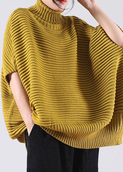 Yellow Turtle Neck Sleeveless Knit Sweaters