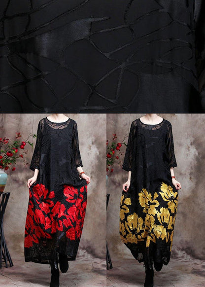 Lace Maxi Dress Yellow Loose Dress Summer