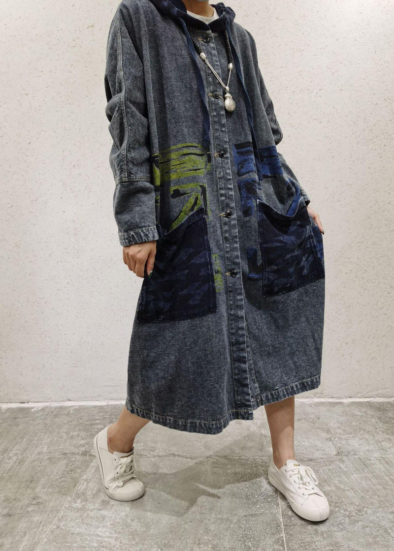 Diy Dark Gray Baggy Hooded Coat