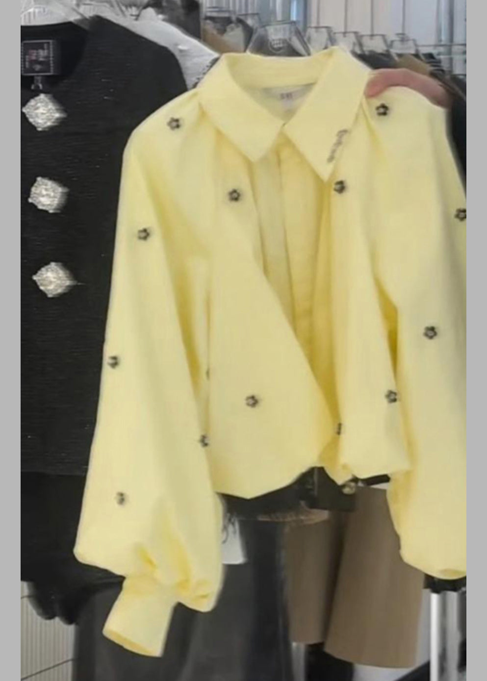 Loose Yellow Peter Pan Collar Cotton Shirt Puff Sleeve