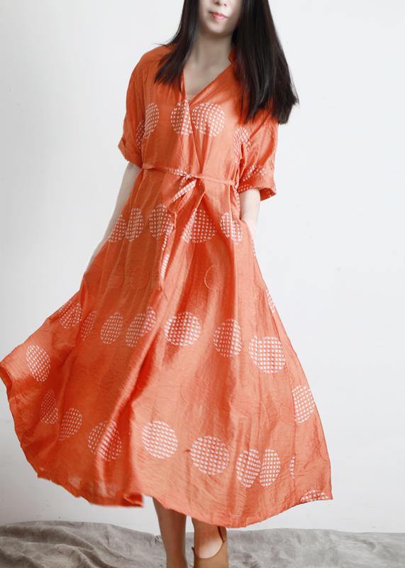 Yellow Dot Tie Waist Dress Summer Dress