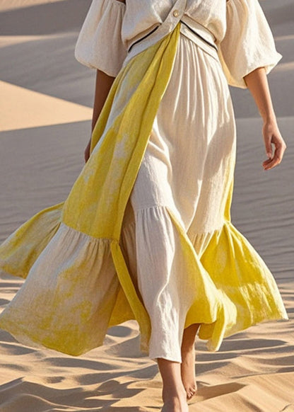 Diy White Cold Shoulder Tie Dye Cotton Maxi Dresses Summer