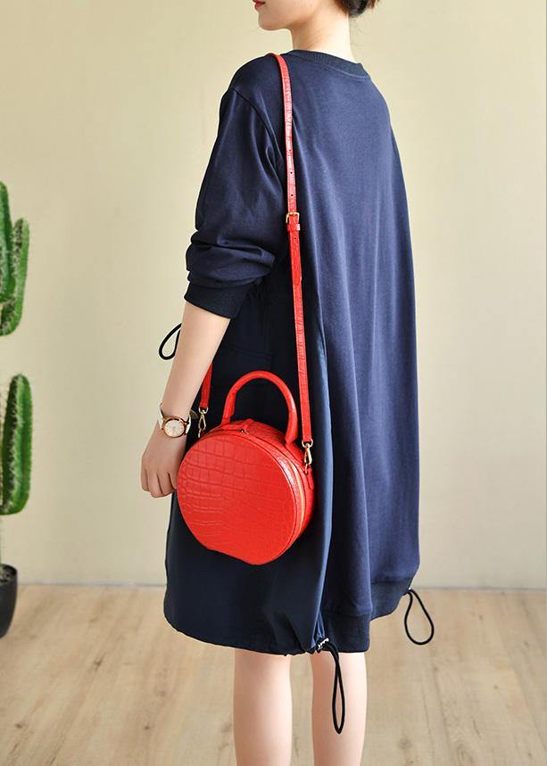 Blue Cinched Cotton Patchwork Spring Dress