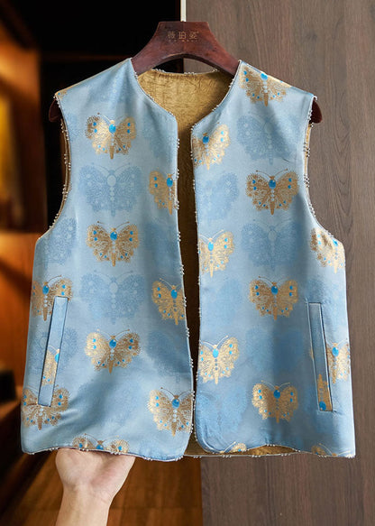 Purple Embroideried Nail Bead Silk Waistcoat Fall
