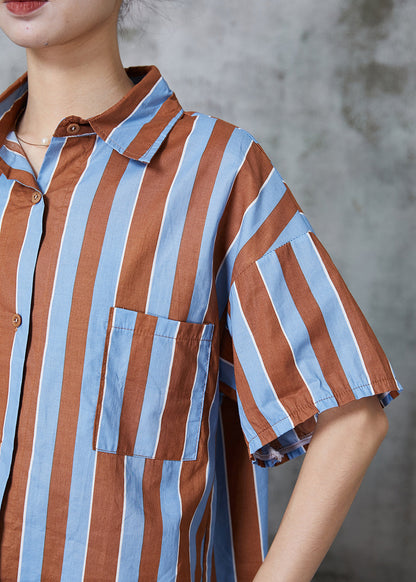 Colorblock Oversized Striped Cotton Top Summer