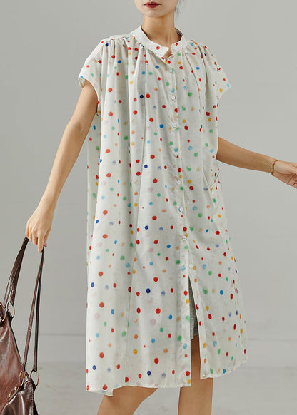 Rainbow Round Dot Cotton Shirt Dress Summer