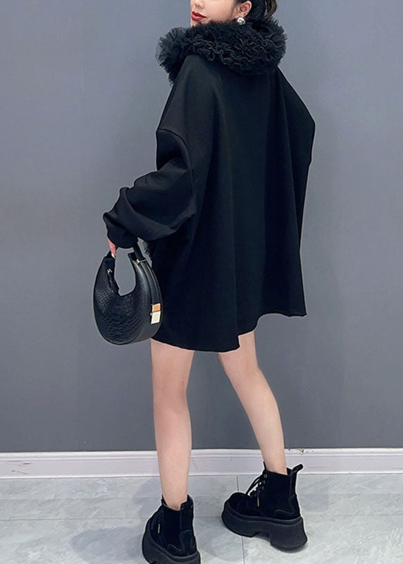 Rose O-neck Love Tulle Patchwork Pullover Fall