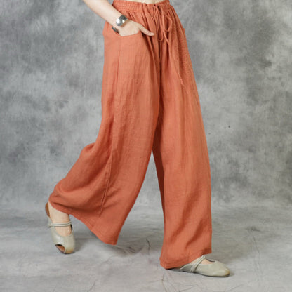White Pockets Tie Waist Fall Wide Leg Pants