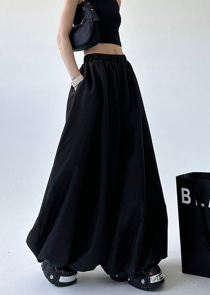 Grey Pockets Elastic Waist Lantern Pants Fall