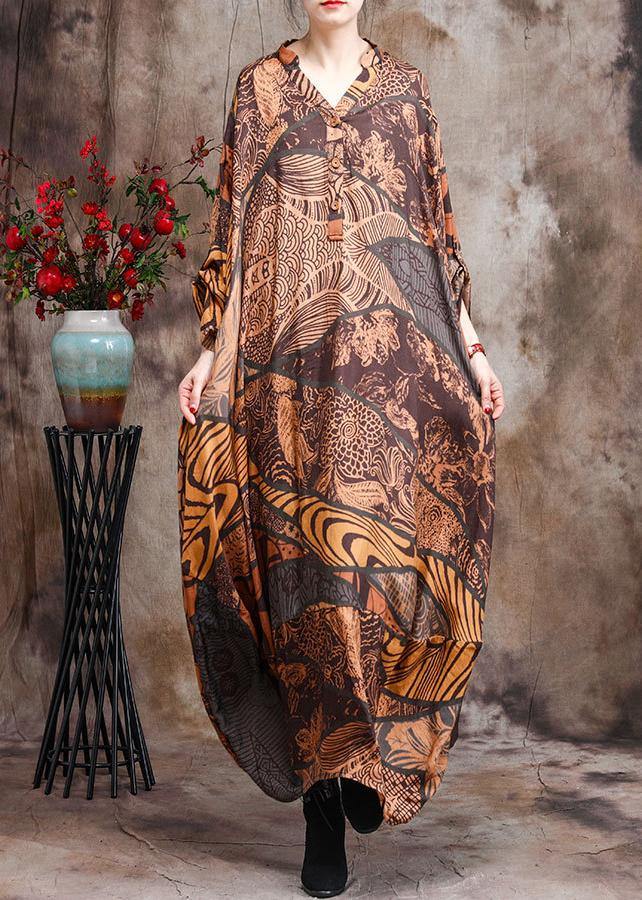 Silk Chiffon V Neck Asymmetric Summer Dresses Long Caftans