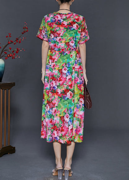 Red Print Chiffon Holiday Dresses Summer