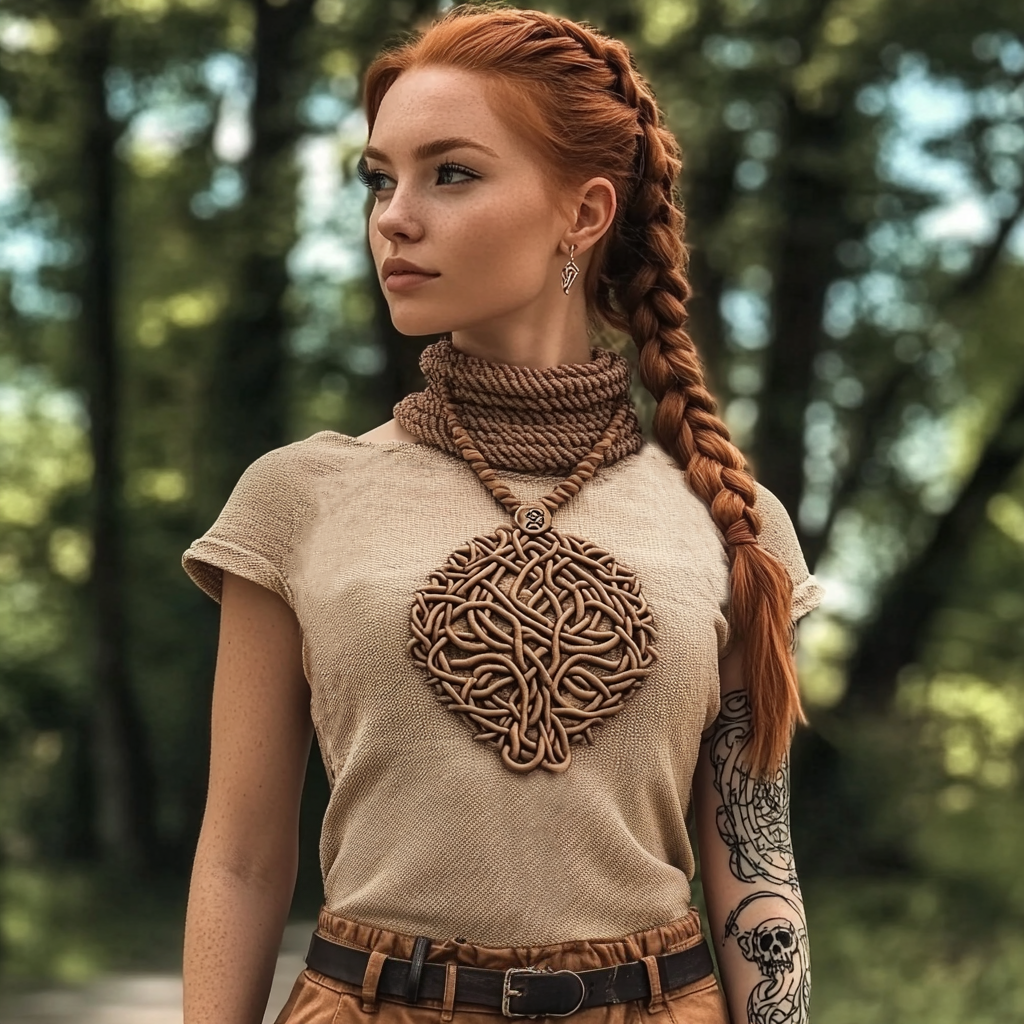 Vintage Viking Tree Of Life Print Linen Short Sleeve T-shirt artswardrobe