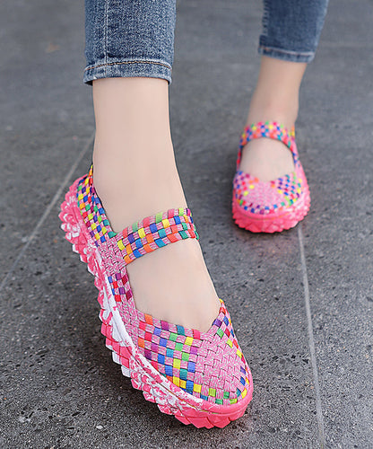 Splicing Flat Shoes for Rose Knit Fabric