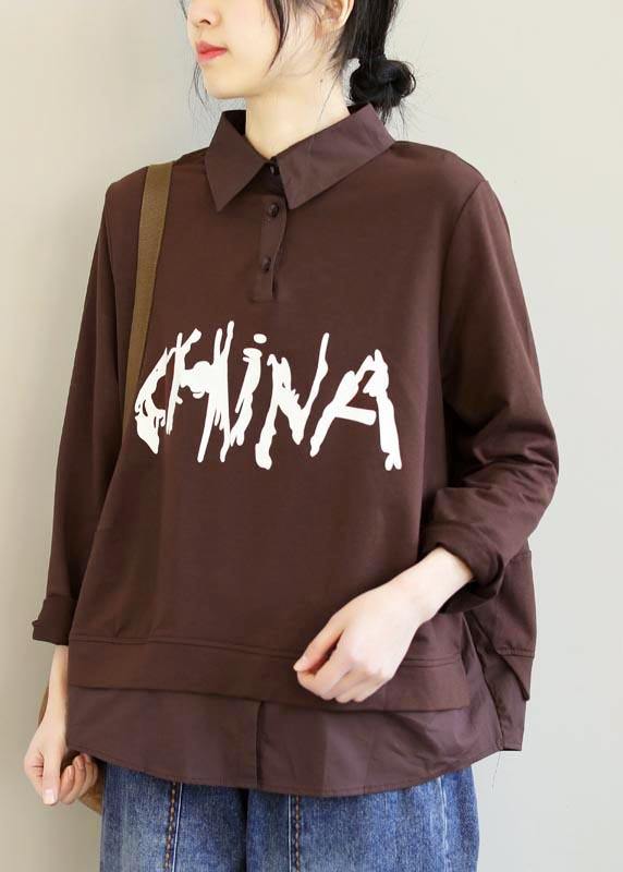 Italian Chocolate Letter Clothes for Lapel Patchwork Box Spring Tops