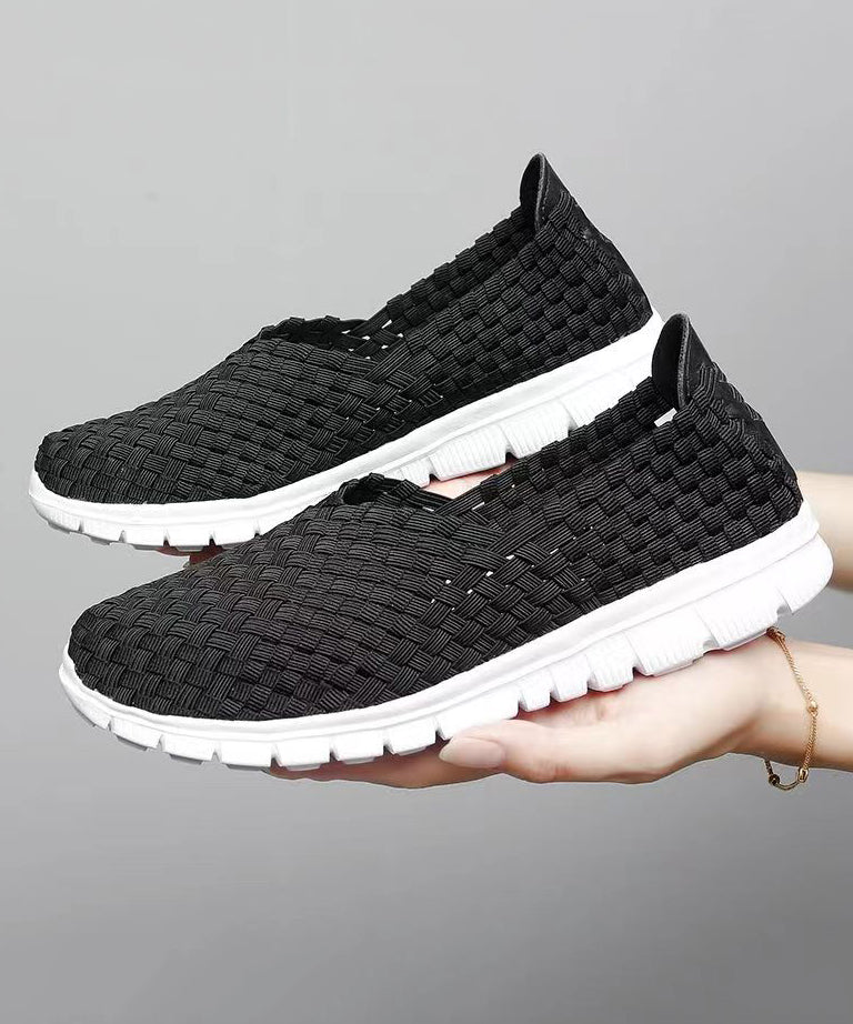 Pink Flat Shoes Knit Fabric Comfortable Splicing Soofairy Shoes-20251