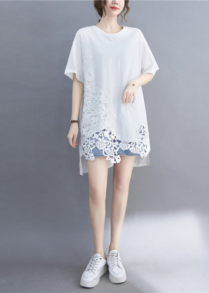 White Hollow Out T Shirts Summer