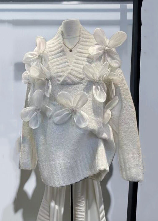 New Apricot V Neck Patchwork Knit Sweaters Winter