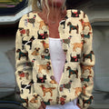 Comstylish Dog Print Long Sleeve Casual Knitted Cardigan