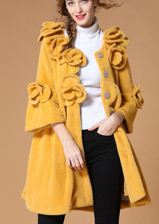 Yellow Pockets Button Fall Coat