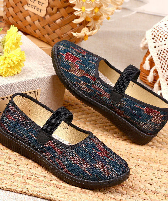 Flat Shoes for Black Cotton Fabric