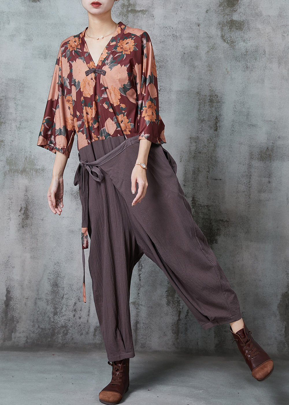 Oversized Patchwork Linen Jumpsuits Summer